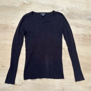 George Womens Medium Black Long Sleeve Ribbed Crewneck Sweater Comfy Fall Casual